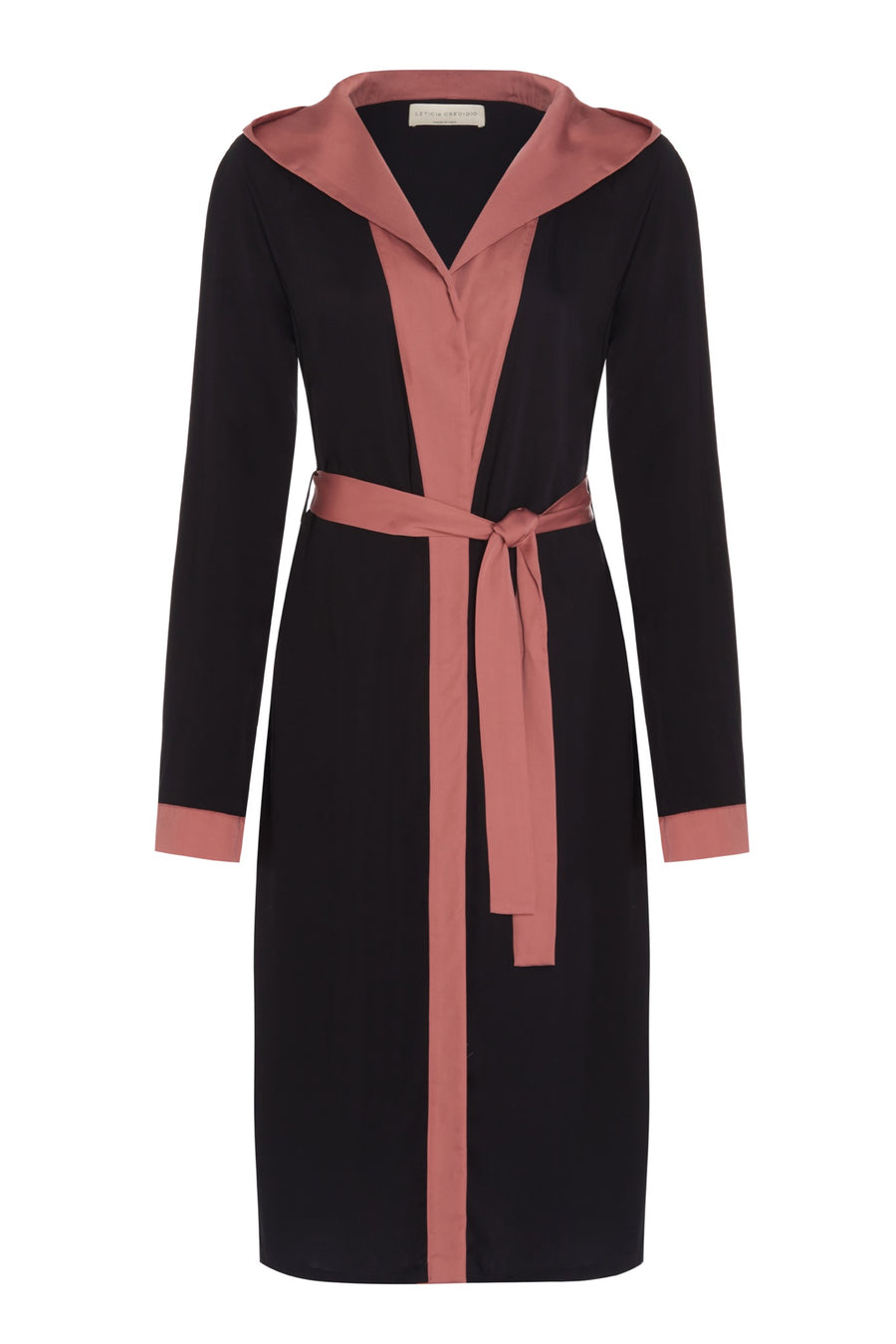 Women's loungewear - Black and pink vegan silk nightgown