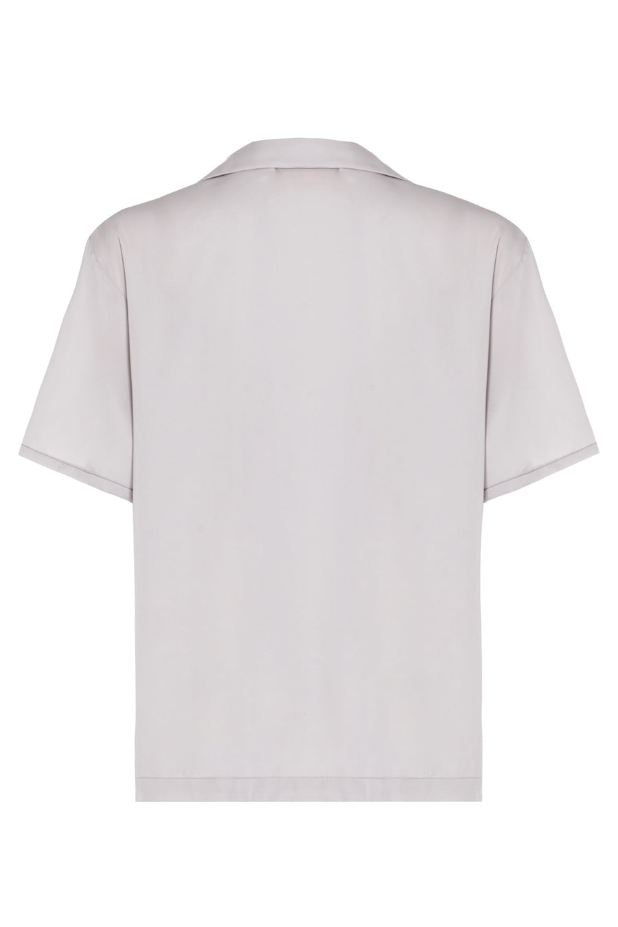 Grey short sleeve pyjama shirt in vegan silk