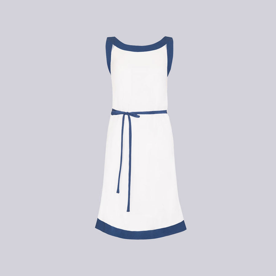 Women's sleepwear - Blue and white lounge dress