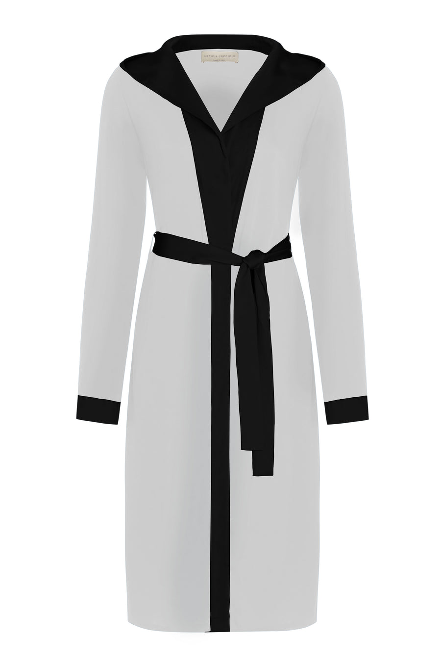 Women's loungewear - Black and white vegan silk nightgown