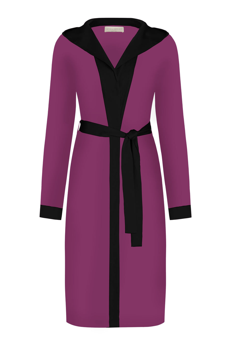 Women's loungewear - Black and purple vegan silk nightgown